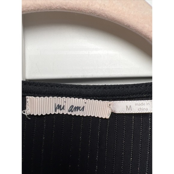 Miami Metallic Striped V-Neck Long Sleeve Stretch Peplum Top Size Medium - Picture 2 of 8